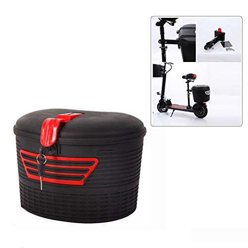 ACCLD Cesta De Almacenamiento con Cerradura Bastidor Delantero Y Trasero De Bicicleta Cesta De Plástico De Gran Capacidad,Rojo,Rear Frame