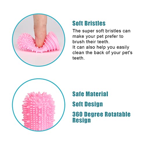 AIEX 8 Piezas Cepillo de Dientes para Perros, Cepillo de Dientes de Cerdas Suaves de Silicona de 360 Grados para Perros y Gatos Cepillos de Limpieza Dental para Mascotas (Rosa, Azul)