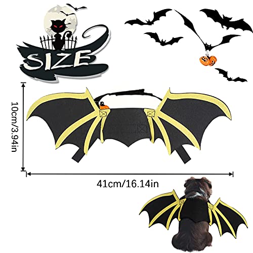 Alas de murciélago para Mascotas, Alas de murciélago para Perros Alas para Mascotas de Halloween con 2 Campana de Calabaza Disfraz de Murciélago para Gatos,para Fiesta de Halloween (2)