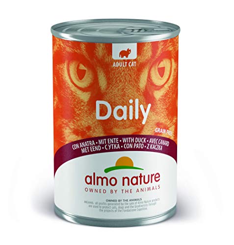 Almo Naturure - Alimentos Diarios para Gatos, 400 g, Grano Libre con Pato, Paquete de 24