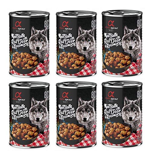 ALPHA SPIRIT - Comida Húmeda para Perros de Venado y Romero en ALBONDIGAS. Pack de 6 Unidades. 400 gr Cada Lata | ANIMALUJOS