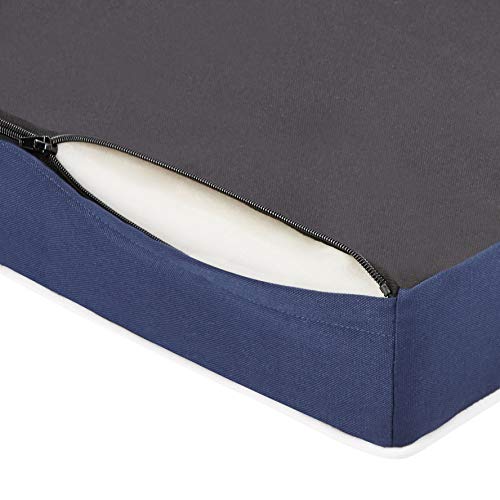 Amazon Basics - Cama para mascotas, espuma, tamaño mediano, color azul y gris