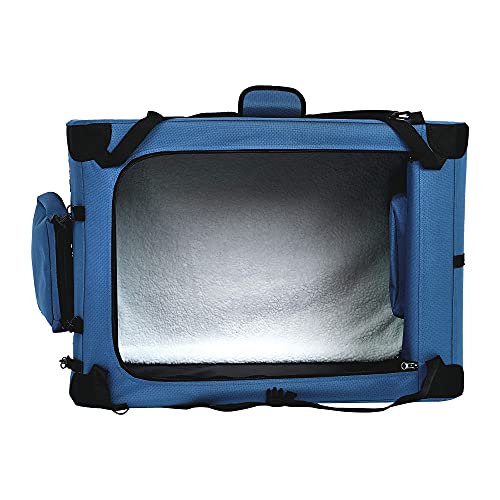 Amazon Basics – Transportín para mascotas abatible, transportable y suave de gran calidad, 76 cm, Azul