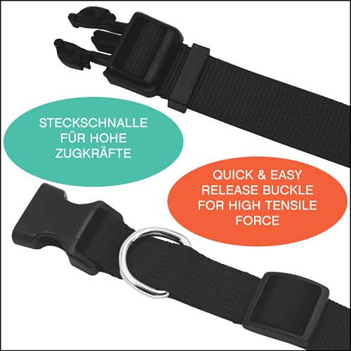 Amazon Brand - Umi - Collar de Perro, Ajustable, Nylon, para Perros pequeños y Grandes, Cachorros y Gatos, en Muchos Colores y Tallas Distintos, Negro, S