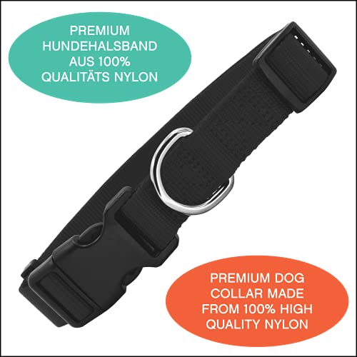 Amazon Brand - Umi - Collar de Perro, Ajustable, Nylon, para Perros pequeños y Grandes, Cachorros y Gatos, en Muchos Colores y Tallas Distintos, Negro, S