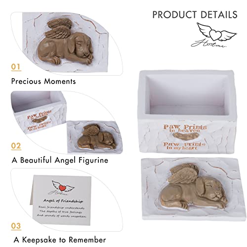 Angel Pet Dog Memorial Caja de joyería de resina caja cosmética, marcadores de tumba, estatua de mascotas urna conmemorativa urna de jardín decoración al aire libre caja conmemorativa - perro