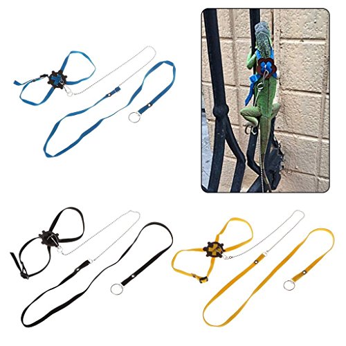 Arnés ajustable para mascotas pequeño Correa de reptil Arnés de tortuga Lagarto Correas Multicolor Suave Moda Mascota Tracción Cinturón (Azul)