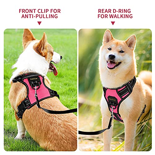 Arnés Antitirones Perro Transpirable PcEoTllar con Control de Manija y con Lineas Reflectantes Arnés Pecho Perro Duradero con Chaleco Acolchado Ajustable para Perros Grandes y Pequeños - Rosa - S