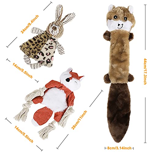 Augot 3 Piezas Juguetes para Perros Juguete para Perro con Chirriador Juguete De Peluche para Perro Sin Relleno Duradero Juguete de Peluche para Perro para Masticar Interactivo para Pequeños Medianos