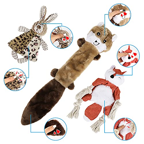 Augot 3 Piezas Juguetes para Perros Juguete para Perro con Chirriador Juguete De Peluche para Perro Sin Relleno Duradero Juguete de Peluche para Perro para Masticar Interactivo para Pequeños Medianos