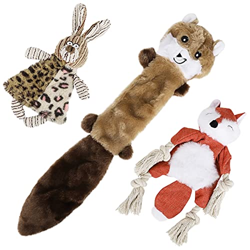 Augot 3 Piezas Juguetes para Perros Juguete para Perro con Chirriador Juguete De Peluche para Perro Sin Relleno Duradero Juguete de Peluche para Perro para Masticar Interactivo para Pequeños Medianos