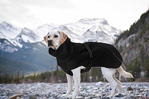 babepet Martin - Abrigo de invierno para perro, abrigo cálido, ropa para perro al aire libre con correa para el pecho y agujero para arnés, lona de algodón y pato, clima frío, negro y XL