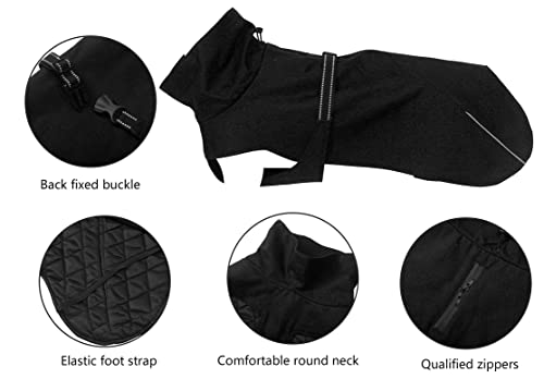 babepet Martin - Abrigo de invierno para perro, abrigo cálido, ropa para perro al aire libre con correa para el pecho y agujero para arnés, lona de algodón y pato, clima frío, negro y XL