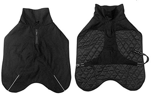 babepet Martin - Abrigo de invierno para perro, abrigo cálido, ropa para perro al aire libre con correa para el pecho y agujero para arnés, lona de algodón y pato, clima frío, negro y XL