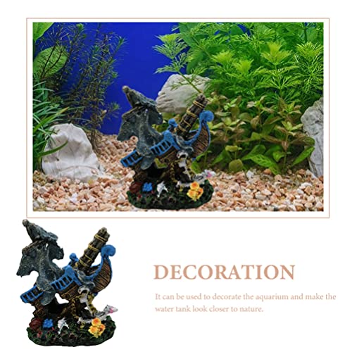 Balacoo Aquarium Betta Hideout Sunken Ship Fish Hideaway Betta Fish Cave Fish Fish Decor Decor para El Tanque de Pescado Acuario Anfibio Accesorios