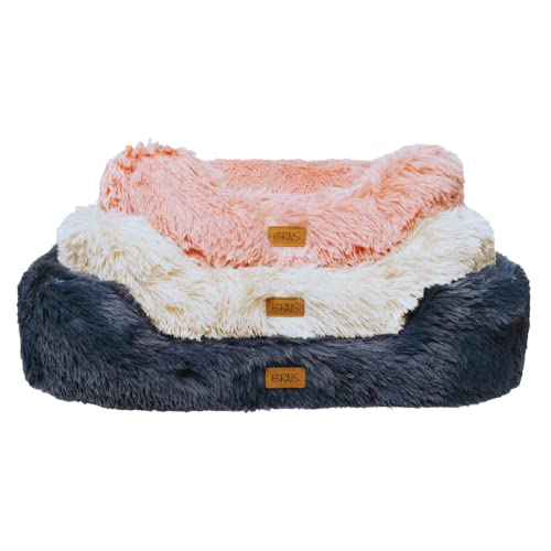 BRAIS Caseta de peluche para perros y gatos, con relleno de cojín 100 % algodón, cesta única, original, cojín extraíble, suave, cálida, resistente, tamaño pequeño, mediano y grande