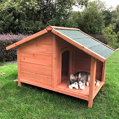 Casa de perro con porche de madera Al aire libre PET PET Cabina de cabina Kennel Resistente a la intemperie Mobiliario para mascotas a prueba de agua para pequeños animales grandes ( Size : Medium )