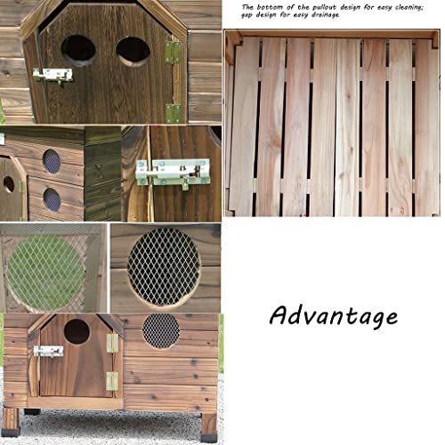 Casetas para perros Casa para Perros De Madera Maciza Carbonizada Al Aire Libre Casa para Mascotas Casa para Perros De Madera con Parte Superior Plana Interior Casa para (Color : Brown, Size : 2XL)