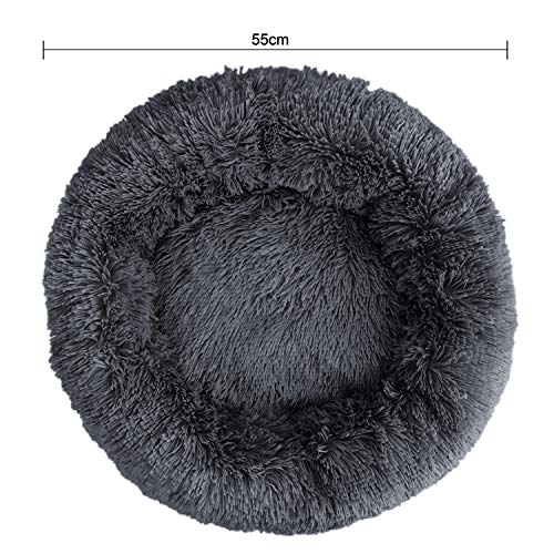 Cojín para perro, gato, de peluche suave, cálido, caseta pequeña, tamaño mediano, animal de compañía, cama, cama, colchón, cachorro, gato, sofá interior, bolsa de dormir, regalo Navidad (gris oscuro)