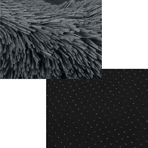Cojín para perro, gato, de peluche suave, cálido, caseta pequeña, tamaño mediano, animal de compañía, cama, cama, colchón, cachorro, gato, sofá interior, bolsa de dormir, regalo Navidad (gris oscuro)