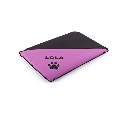 Colchoneta Personalizada para Perros - Impermeable y Resistente - Colchón para Perro Grande, Pequeño y Mediano - Exterior e Interior - Cama Antimordeduras (M - 90 x 60 x 6 CM, Malva)