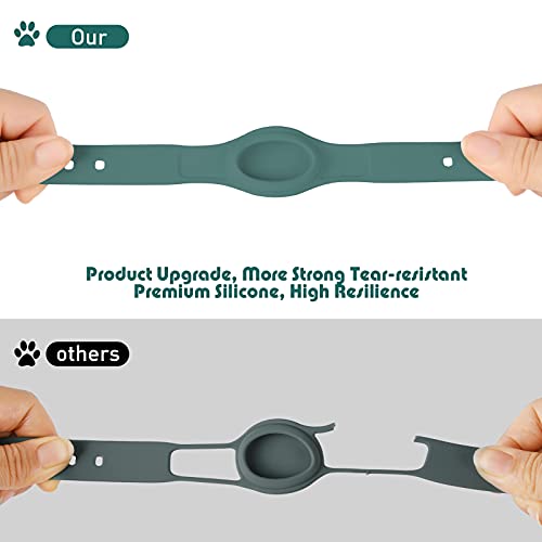 Collar de perro compatible con Apple Airtags, collares de perros con funda para Airtags, antipérdida, rastreador GPS para perros pequeños y medianos y gatos, collar de perro de silicona, verde oscuro