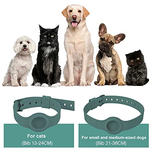 Collar de perro compatible con Apple Airtags, collares de perros con funda para Airtags, antipérdida, rastreador GPS para perros pequeños y medianos y gatos, collar de perro de silicona, verde oscuro