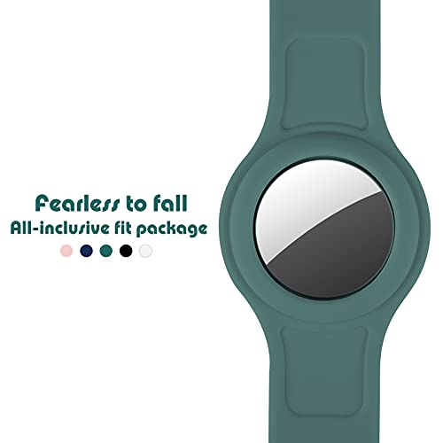 Collar de perro compatible con Apple Airtags, collares de perros con funda para Airtags, antipérdida, rastreador GPS para perros pequeños y medianos y gatos, collar de perro de silicona, verde oscuro