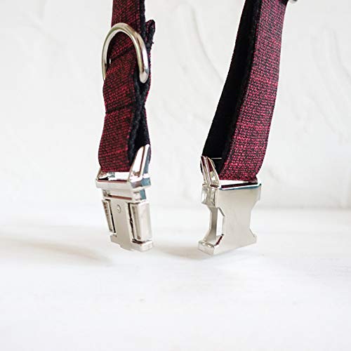 Collares Básicos Collar De Perro Acolchado Ajustable, Collar De Perro De Nylon Para Mascotas Para Adiestramiento De Perros Pequeños Y Medianos, Caminar, L Rojo (Ancho: 2.5Cm Longitud: 49-55Cm)