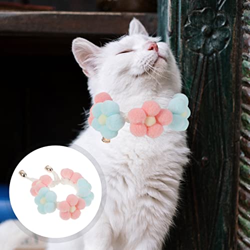 Collares de Gatos Cuello de Peluche Forma de Flores Accesorios de Disfraces para Gatitos Traje de Perro Cumpleaños Punto de Cumpleaños Bufanda M