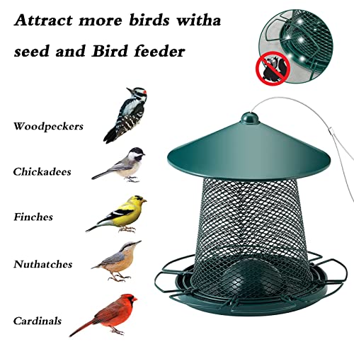 Comedero Metalico Para Pájaros,Comedero Para Pájaros,Comedero Colgante Para Pájaros,Anti Ardilla,Alimentador Aves Silvestres,Para La Decoración Del Balcón Del Jardín Al Aire Libre,Green-11in/28.3cm