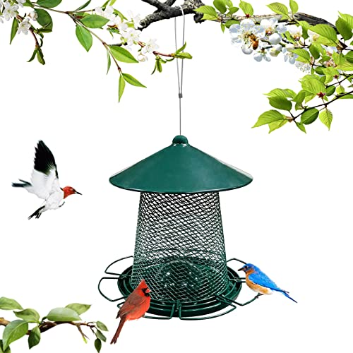 Comedero Metalico Para Pájaros,Comedero Para Pájaros,Comedero Colgante Para Pájaros,Anti Ardilla,Alimentador Aves Silvestres,Para La Decoración Del Balcón Del Jardín Al Aire Libre,Green-11in/28.3cm
