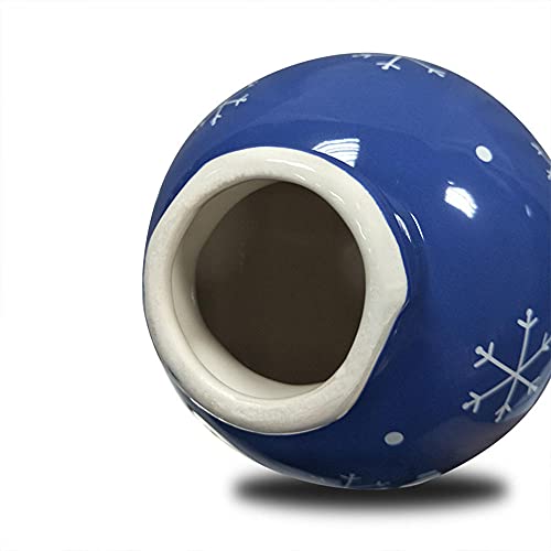 Comedero para Pájaros Exterior, Soporte de Cerámica con Copo de Nieve Azul Estación de Alimentación para Pájaros Silvestres con Chasis Chapado en Metal para Jardín y Césped al Aire Libre