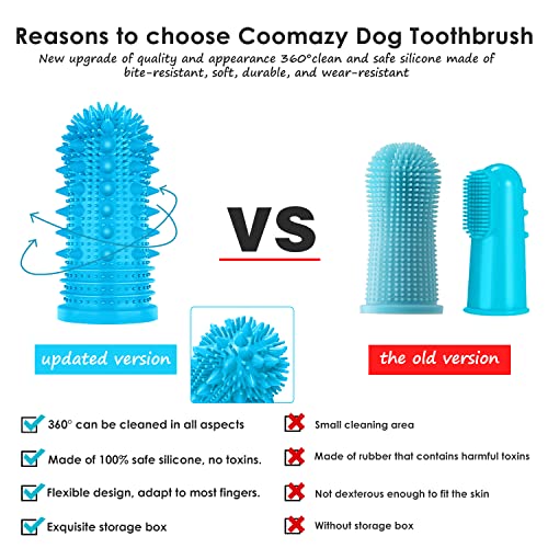 Coomazy Cepillo de dientes de silicona para perros, 4 pcs cepillo de dientes para perros de cuidado dental de 360 ° / limpieza de dientes / kit de cepillado de dientes para perros (mezclado, 4 piezas)