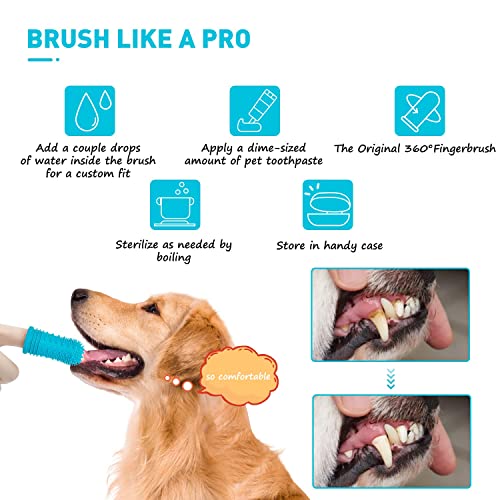 Coomazy Cepillo de dientes de silicona para perros, 4 pcs cepillo de dientes para perros de cuidado dental de 360 ° / limpieza de dientes / kit de cepillado de dientes para perros (mezclado, 4 piezas)