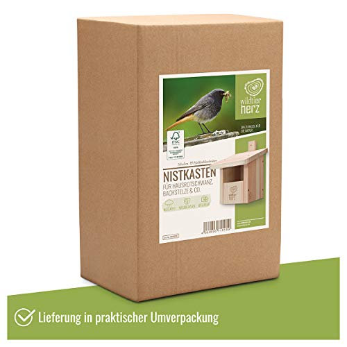 corazón Animal Salvaje | Caja Nido para colirrojo, Robins & Co de Madera Maciza - atornillada y Resistente a la Intemperie, casa de pájaros e incubadora para criadores especializados