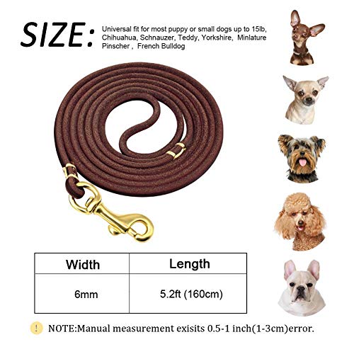 Correa de Perro Hecha de Cuero Genuino, for Perros pequeños, Gatos, Animales pequeños, línea Suave Extra for Chihuahua, Yorkie, caniche, 3 Colores / 2 Tallas (Color : Red, Size : 0.6cm*130cm)