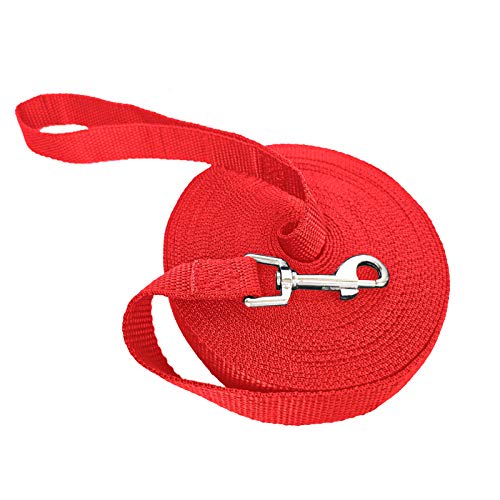 Correa para Perros Adiestramiento 15m, Rojo Larga Cuerda para Perros Manos Libres para Camping Paseo Mascota Entrenamiento