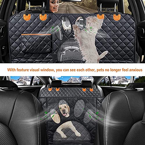 Cubierta de asiento de coche de mascotas caliente, cubierta de asiento de perro Malla Ventana visual Bolsillos de almacenamiento a prueba de agua Cubierta de asiento for mascotas Hamaca de perro lavab