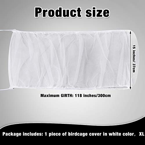 Cubiertas Ajustables de Jaula de Pájaros Extra Grande Cubierta de Malla de Nylon de Jaula de Pájaros Colector de Semillas Plumas Protector de Falda Suave Aireado (Blanco)