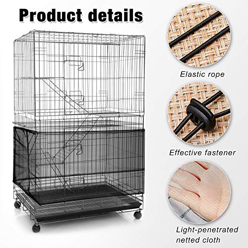 Cubiertas Ajustables de Jaula de Pájaros Extra Grande Cubierta de Malla de Nylon de Jaula de Pájaros Colector de Semillas Plumas Protector de Falda Suave Aireado (Blanco)