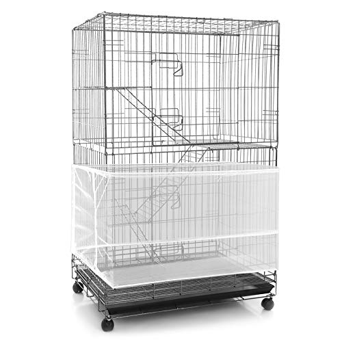 Cubiertas Ajustables de Jaula de Pájaros Extra Grande Cubierta de Malla de Nylon de Jaula de Pájaros Colector de Semillas Plumas Protector de Falda Suave Aireado (Blanco)
