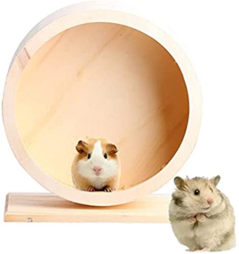 Cxing Rueda de hámster, rueda de ejercicio de madera para mascotas, disco de madera Silent Spinner para rueda de correr, pradera, nido, disco de rodadura antideslizante para ratones, chinchillas (M)