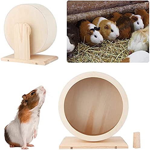Cxing Rueda de hámster, rueda de ejercicio de madera para mascotas, disco de madera Silent Spinner para rueda de correr, pradera, nido, disco de rodadura antideslizante para ratones, chinchillas (M)