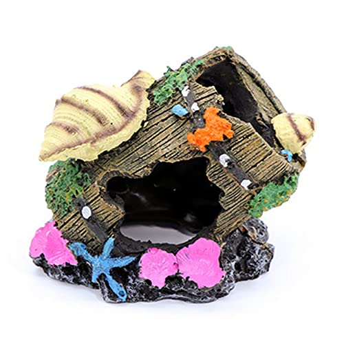 Decoración de la Cueva Acuario de la Roca con la Hierba Verde de los Pescados de Ocultación de Camarón,100% Sguro para la Dcoracion de Tanque de Pez