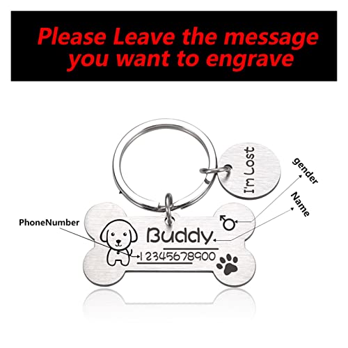 DHDHWL Placas Identificación Perros 1pcs Personalized Dog Cat IDENTIFICACIÓN Tag Anti-perdido Nombre de Mascotas Etiquetas Placas Grabado Gratis Perros Gatos IDENTIFICACIÓN Placa de identificación de
