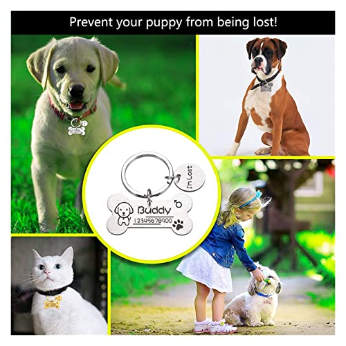DHDHWL Placas Identificación Perros 1pcs Personalized Dog Cat IDENTIFICACIÓN Tag Anti-perdido Nombre de Mascotas Etiquetas Placas Grabado Gratis Perros Gatos IDENTIFICACIÓN Placa de identificación de