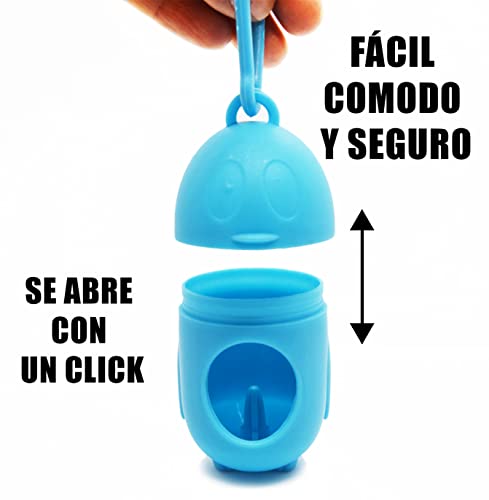 Dispensador de Bolsas de Caca de Perro 'PINGUINO Wow'- Dispensador para Guardar Bolsas de Caca para Perro de tu Color Favorito - Accesorio Porta Bolsas de Caca para Perro Mascota (Azul)