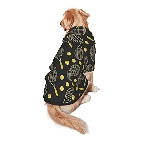 Divertidas raquetas de tenis y pelotas de tenis impresión ropa para perros sudadera con capucha para perros ropa para mascotas ropa de invierno media y grande sudadera
