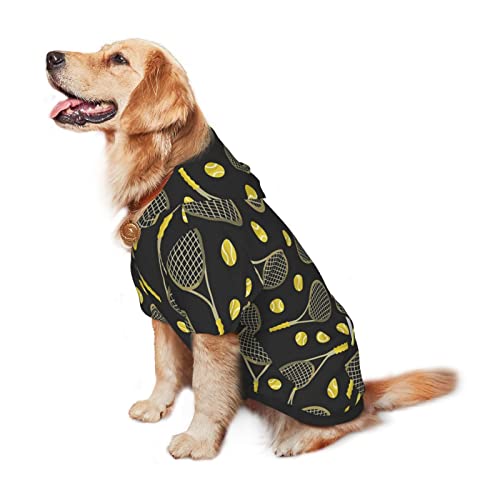 Divertidas raquetas de tenis y pelotas de tenis impresión ropa para perros sudadera con capucha para perros ropa para mascotas ropa de invierno media y grande sudadera
